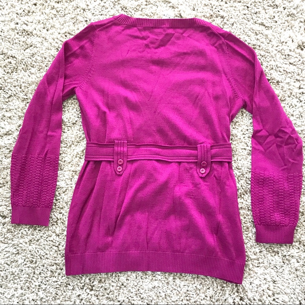 NWT Tibi magenta wool button down/belted cardigan - Picture 4 of 8